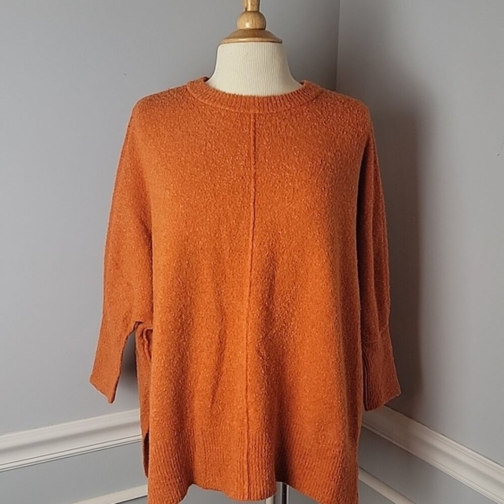 LOU &‎ GREY Orange Crewneck Dolman Sleeve Oversized Side Slit Boho Sweater XS/S
